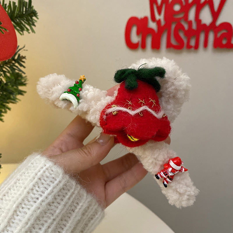 Cute Christmas Tree Santa Claus Arylic Handmade Hair Claws 1 Piecepicture2