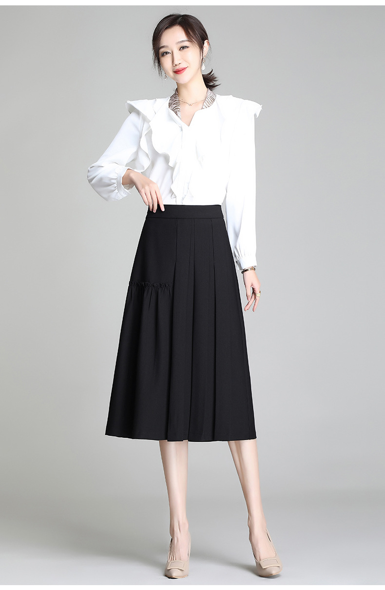 high-waist pleated mid-length skirt NSYZ37006