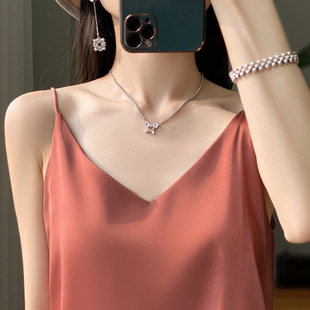 Acetate Satin Camisole Women's Summer Suit with Loose Sleeveless Bottoming Shirt Worn Outside to Cover Belly Top