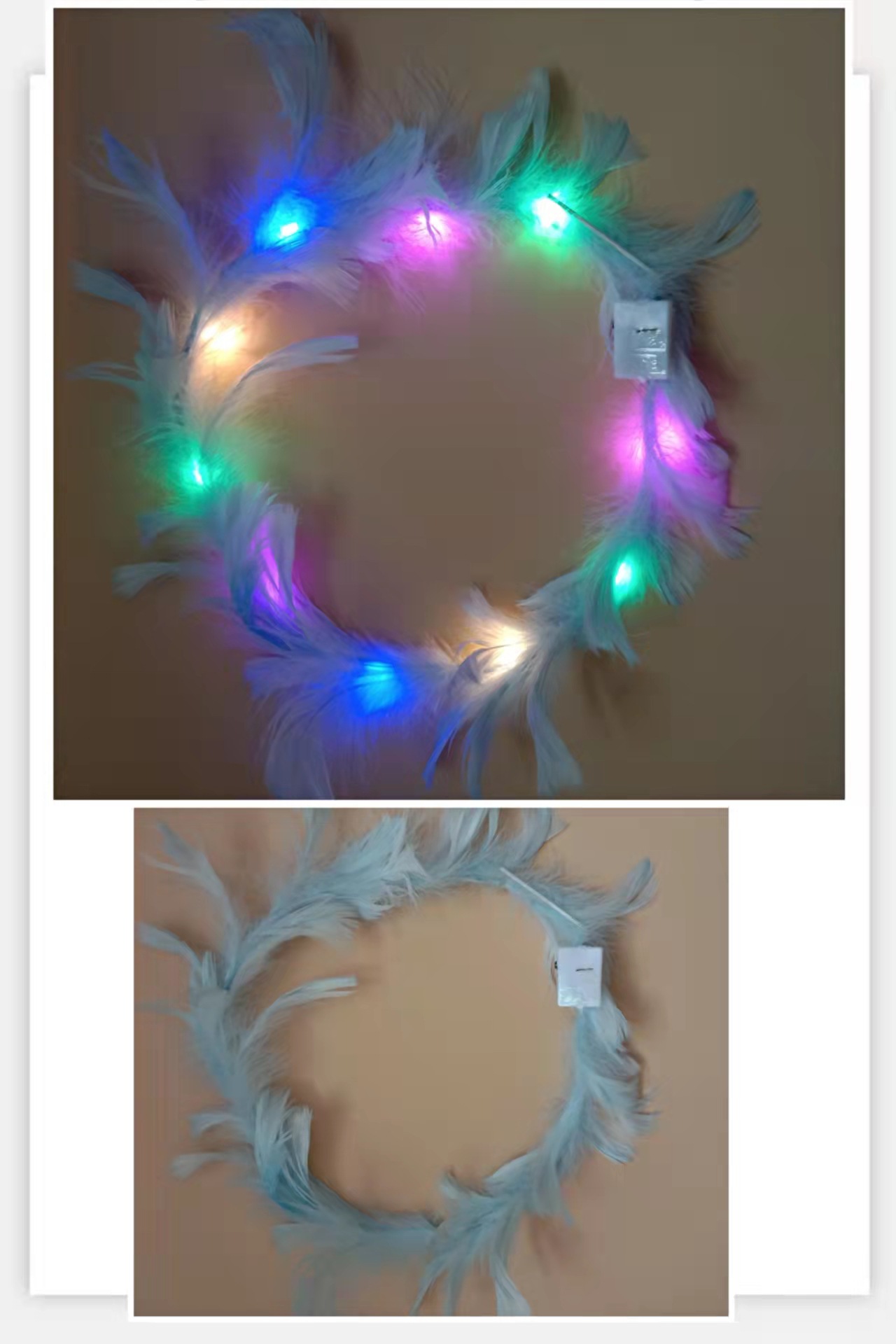 Nuevo alargado luminoso ganso pluma Garland hadas Ángel LED linterna Garland tocado Internet celebridad noche mercado al por mayor