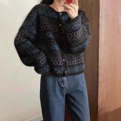 哥家商场同款女装2025秋季港味复古chic氛围设计感小众针织开衫