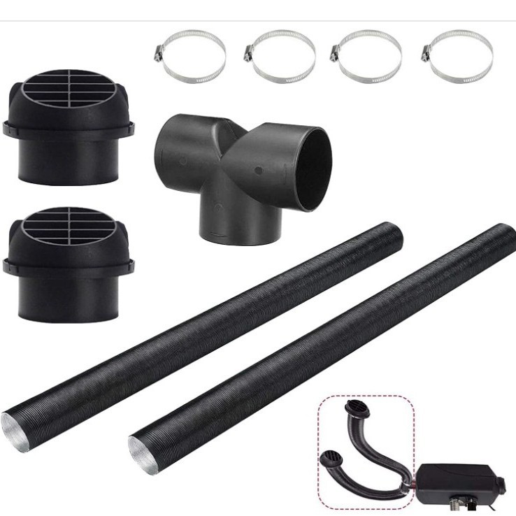 Parking Heater Accessories 75mm T-Shaped Notch Three-Way Rotating Air Outlet Duct Set Aluminum Foil Telescopic Air Duct