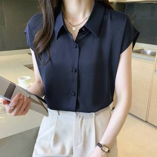 Shirt Women's Design Sense Niche 2025 Summer New Elegant Slim Chiffon Short Sleeve Top Professional Shirt Thin