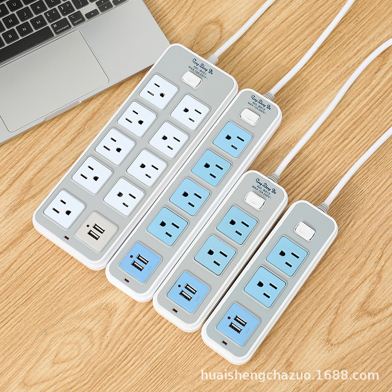 南美B015# B013# B021# 美式插孔 蓝灰面 USB2米 袋子装