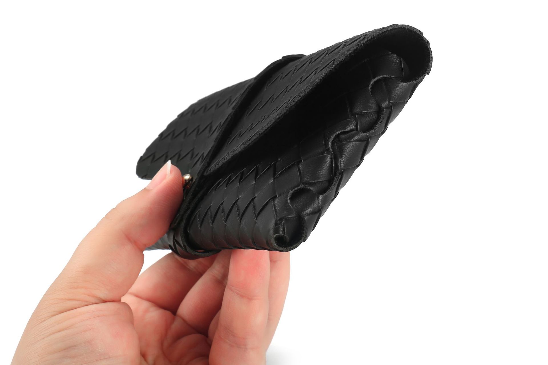 22 New Woven Glasses Case Leather Sunglasses Case Black Sunglasses Case Customizable Logo In Stock display picture 5