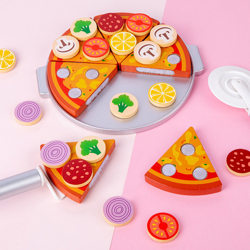 Children's simulated wooden pizza oven pizza kitchen play house early education educational toys 3-6 years old