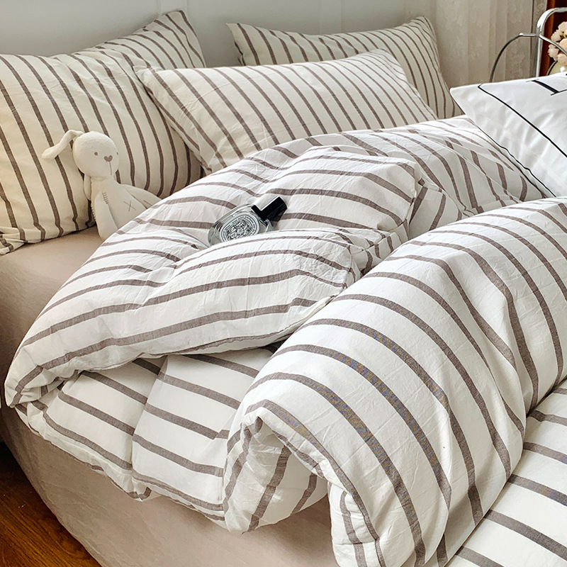 Algodón simple, algodón lavado con agua, cuatro piezas, 100 sábanas de algodón, dormitorios de estudiantes, tres piezas de cama