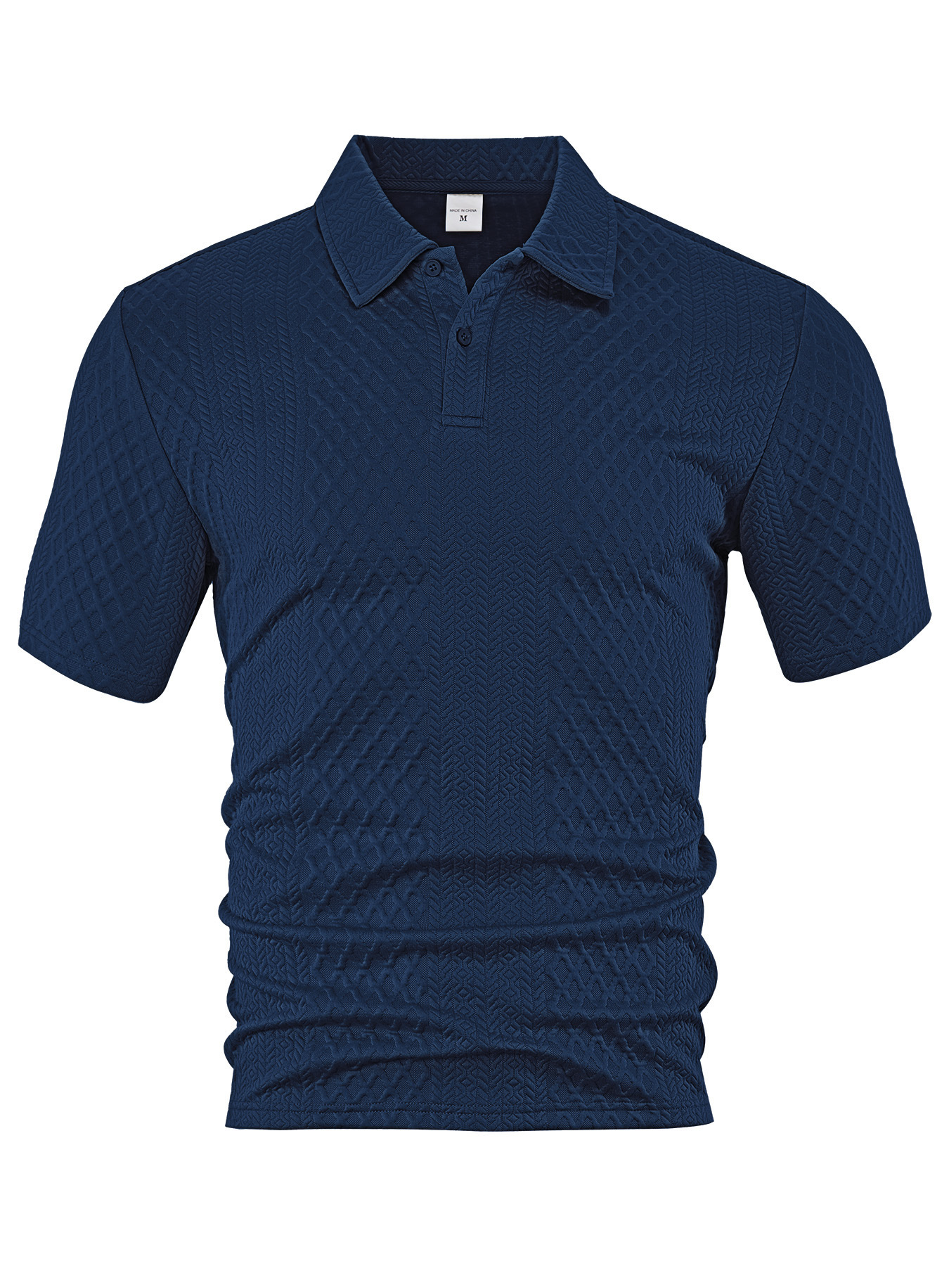 Europa y Estados Unidos ropa de hombre transfronteriza verano delgado relajado transpirable casual Jacquard de color sólido con solapa de manga corta camisa polo de hombre image 8