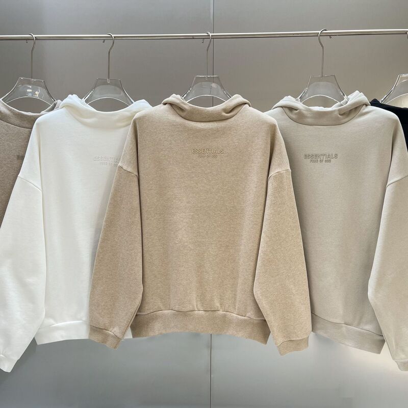 Fog Cloud Series Hoodie Double Line Essentials Side Pocket Sweatshirt Youthful Casual Fleece Top Loose Trendy Men