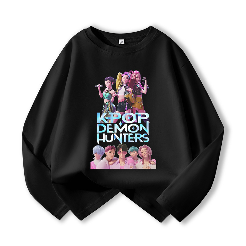亚马逊猎魔女团KPop Demon Hunters周边时尚儿童长袖T恤柔软上衣|undefined