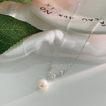 乾佳S925纯银V形珍珠项链法式复古甜美锁骨链气质优雅颈链女