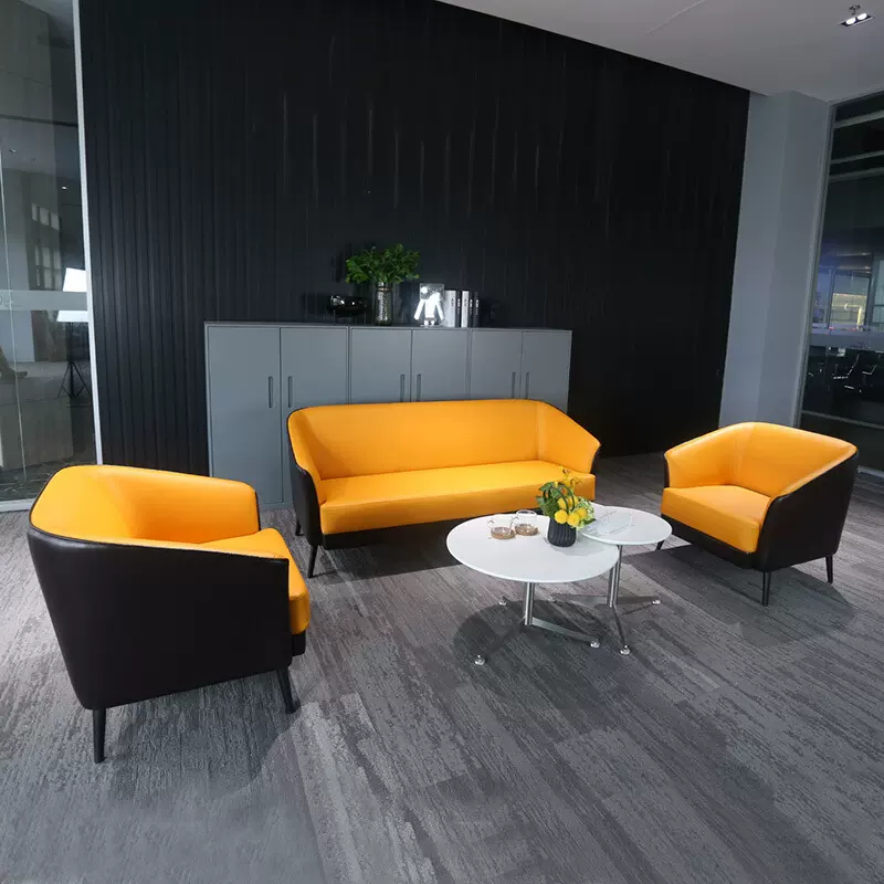 休息现代简约办公沙发办公室商务沙发接待室单人三人沙发茶几组合