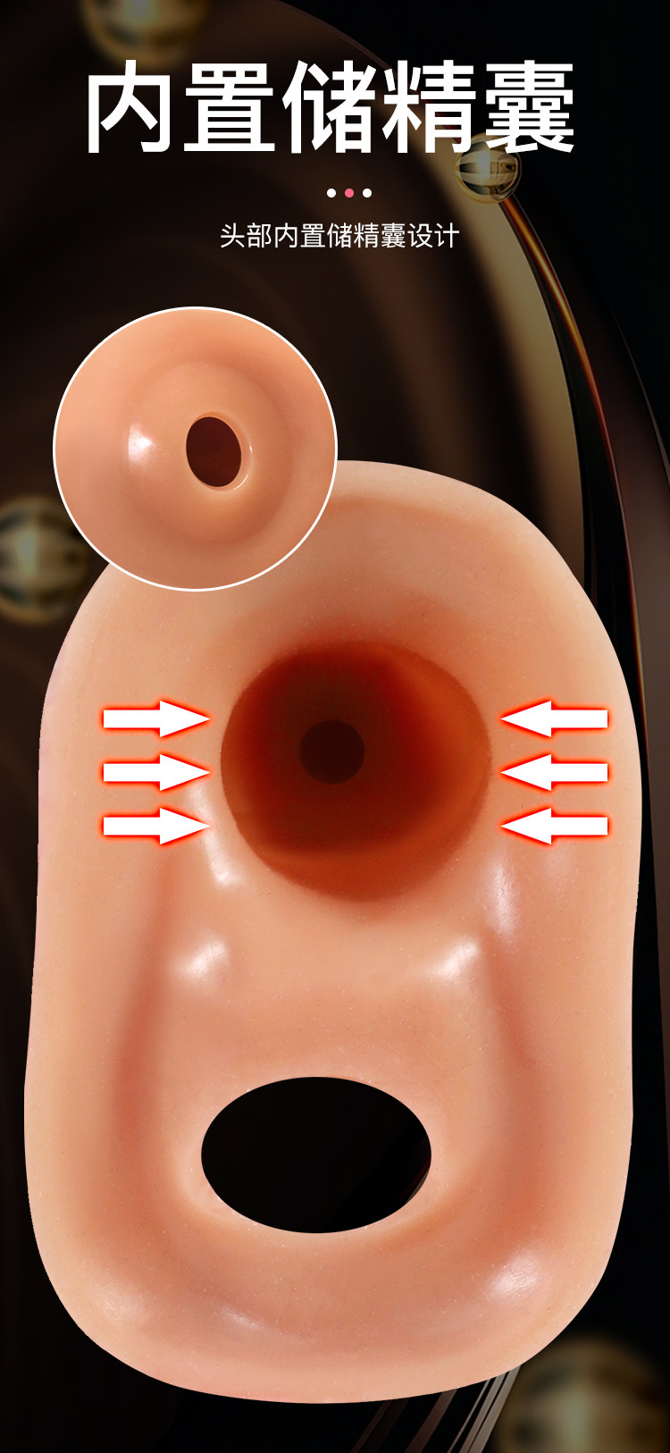 Jiuai Wearable Hollow Silicone Penis Sleeve for Men, Extended Thick Reusable Adult Toy — detail image 8