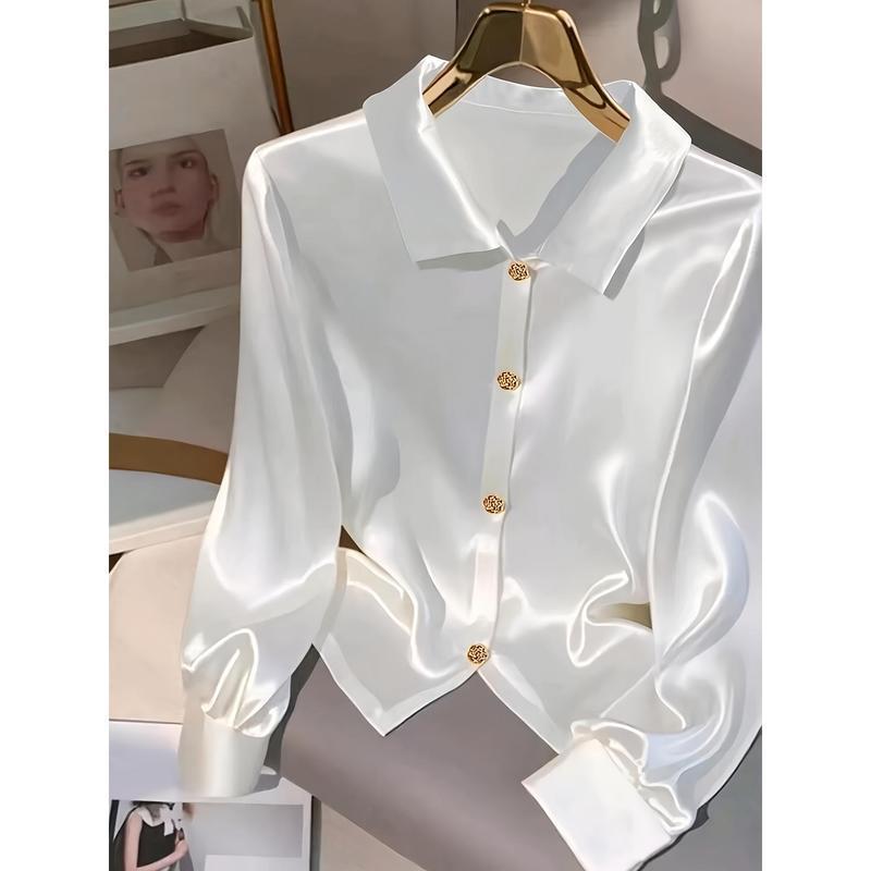 J 50985 French Satin Blouse 法式缎面衬衣 跨境供应亚马逊