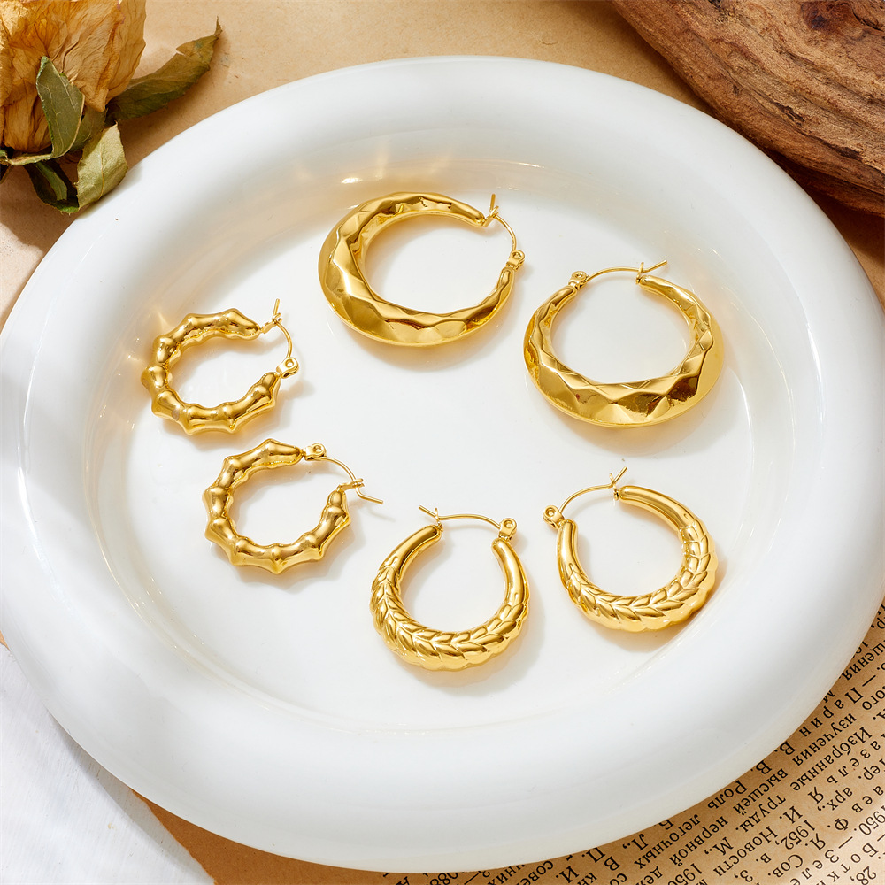 Fashionable brand geometric trend earrings stainless steel