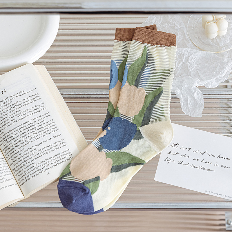 Algodón inferior transpirable vidrio seda medias Calcetines encaje Mujer personalidad japonesa ins marea caseína