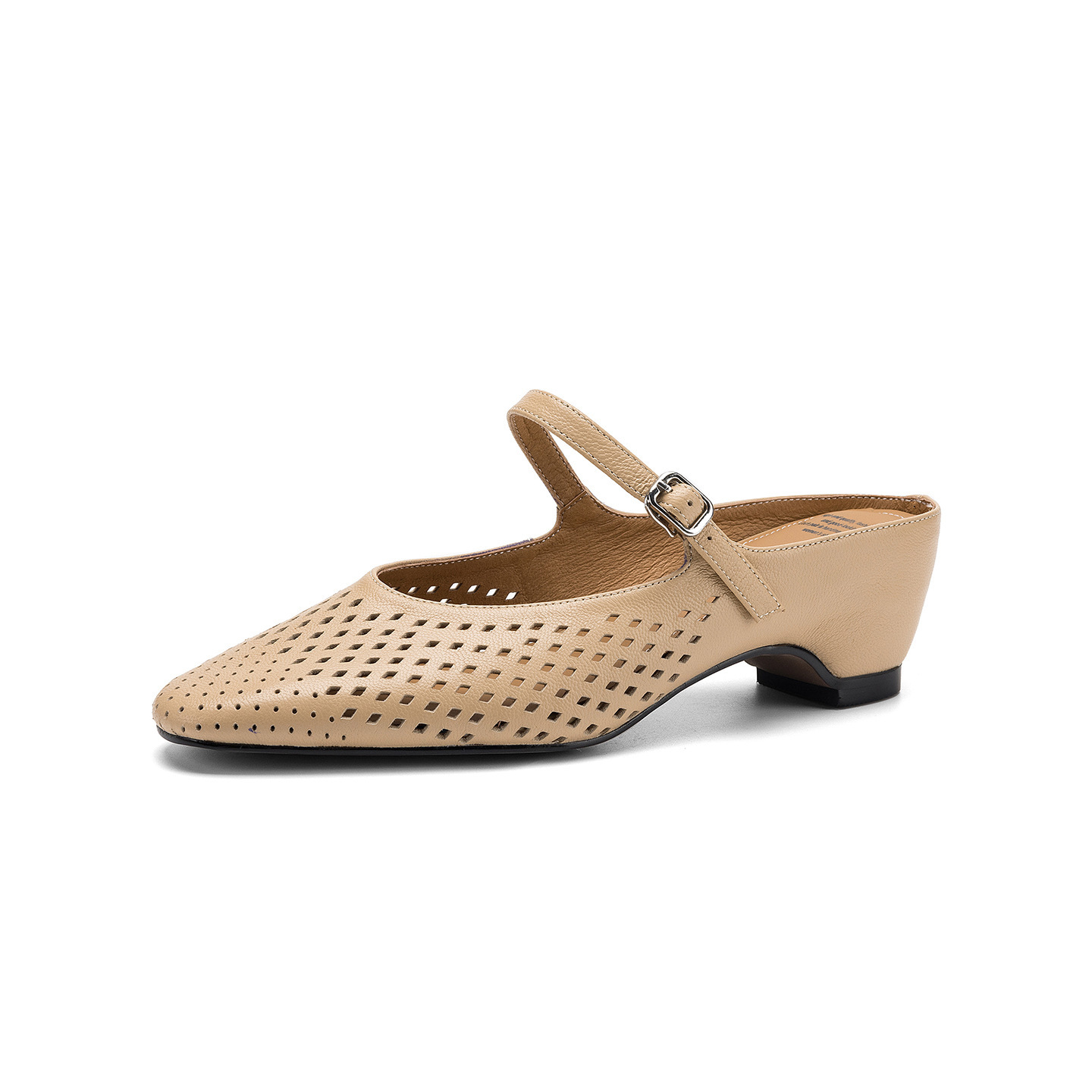 Sandal cao gót nữ hở mũi quai ngang gót 6 cm — đen