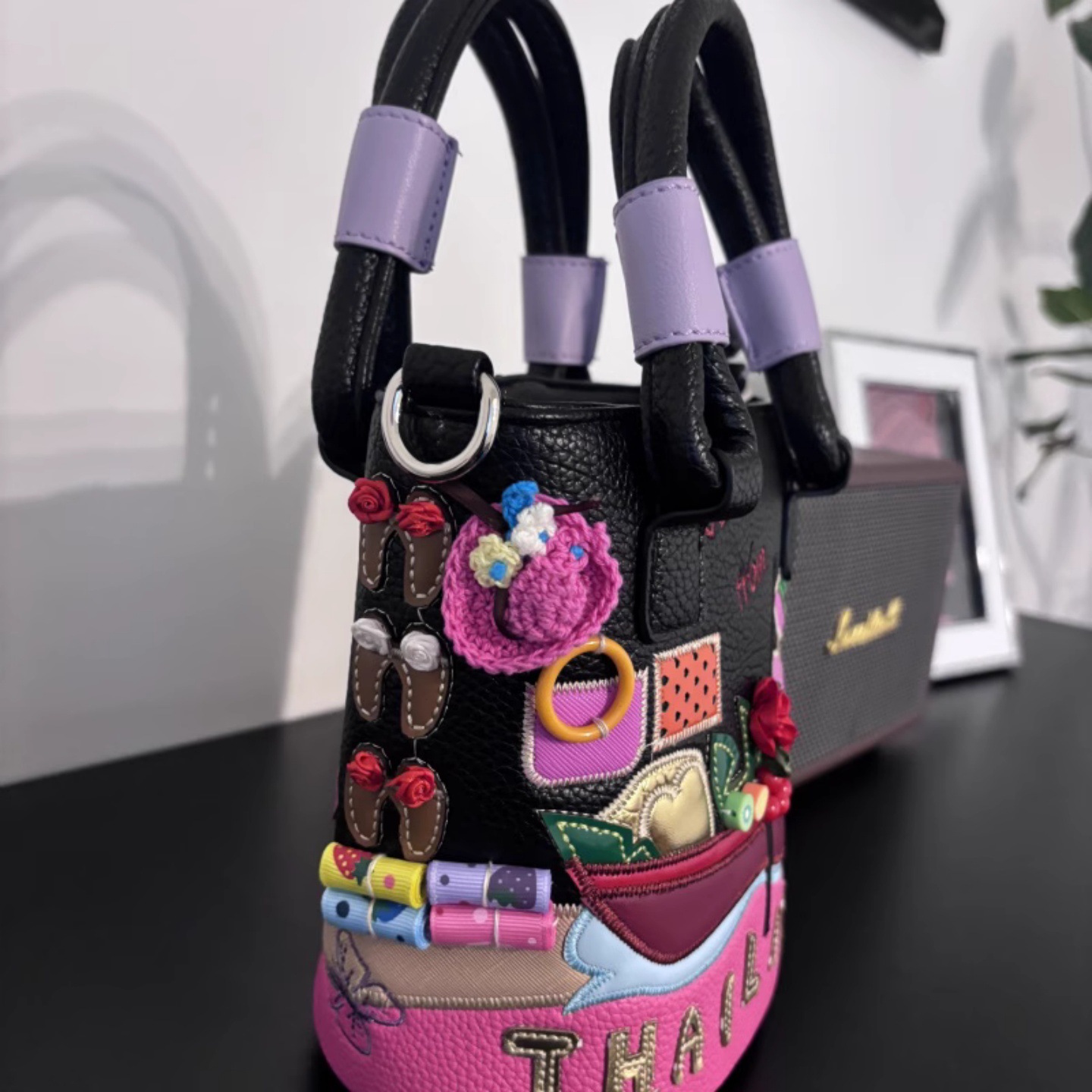 Borsa a secchiello ricamata borsa a tracolla donna alla moda_voghion.com