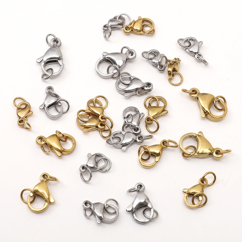Stainless Steel Metal Lobster Clasp Single Loop Clasp Set Handmade DIY Bracelet Accessories End Connection Clasp Materials