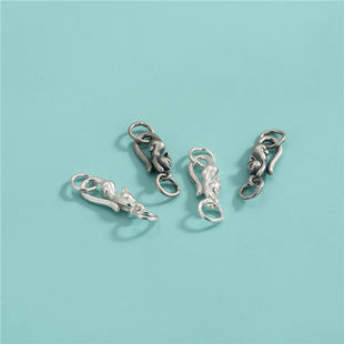 S925 Sterling Silver Cat Button Fox Bracelet Buckle DIY Hand-woven Rope Crystal Bracelet Necklace Tail Buckle Accessories