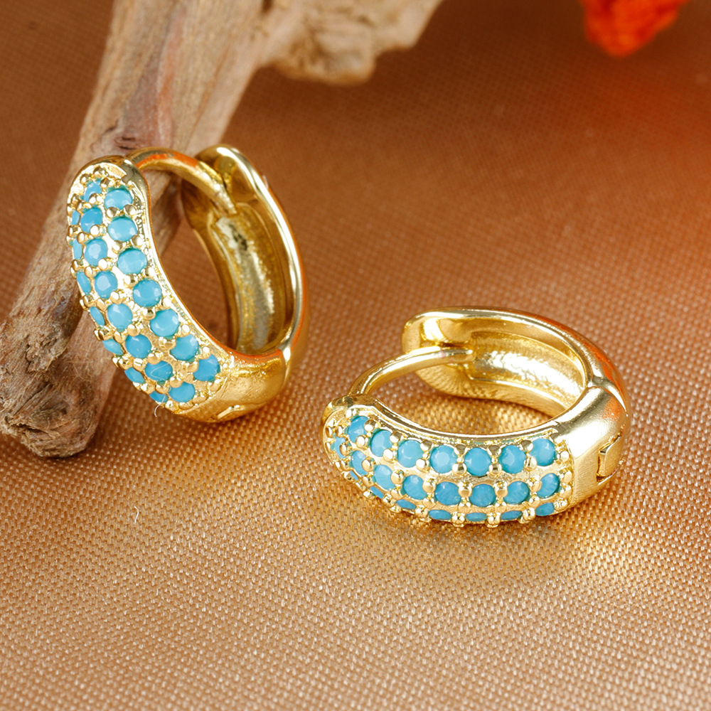 Copper Material 1 Pair Vintage Style Classic Style Round Copper Artificial Crystal Earrings