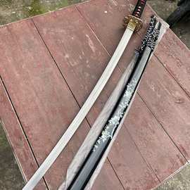 外贸批发羽毛纹手工锻打日本刀一体长刀打刀东洋刀剑katana未开刃
