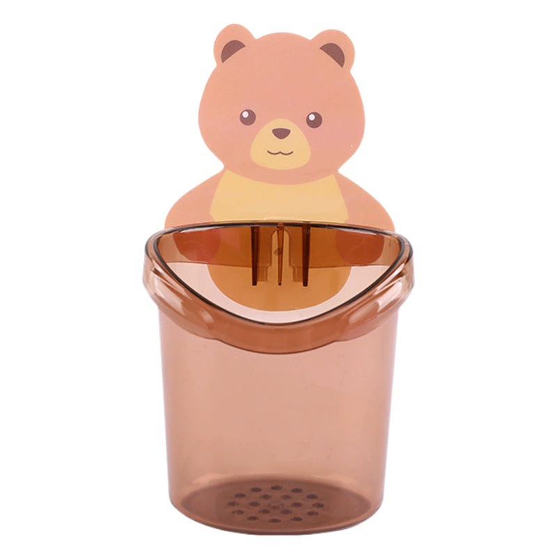 Чашка для зубной щетки медведя Стеллаж для хранения в ванной без перфорации Чашка для полоскания рта Стойка для зубной пасты Держатель для зубной щетки для хранения мультфильмов