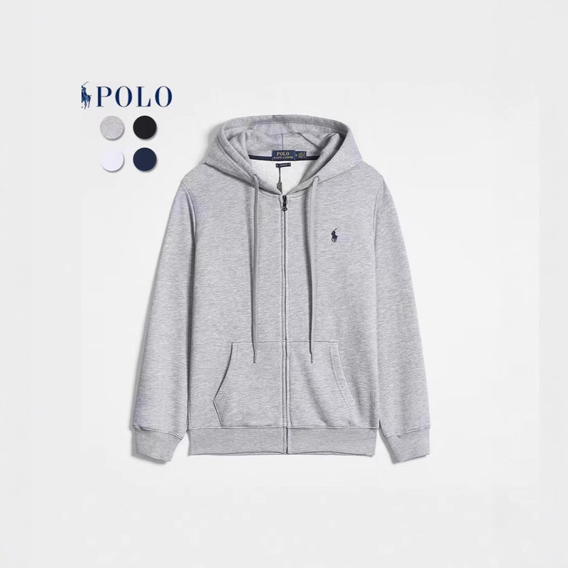 Spring and Autumn Paul Long Sleeve Sweater Men's Casual Zipper Solid Color Embroidered Pony Label Zipper Cardigan Jacket