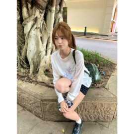 韩系松弛感慵懒防晒罩衫t恤女夏季2026新款微透宽松空调长袖上衣