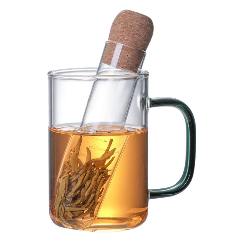 Tubo de ensayo de vidrio creativo colador de té Filtro de té colador de té de verano neto rojo hogar resistente a altas temperaturas juego de té accesorios al por mayor