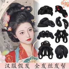 汉服假发古风一体式全发丝盘发古装拍摄懒人发型女唐风发饰垫发包