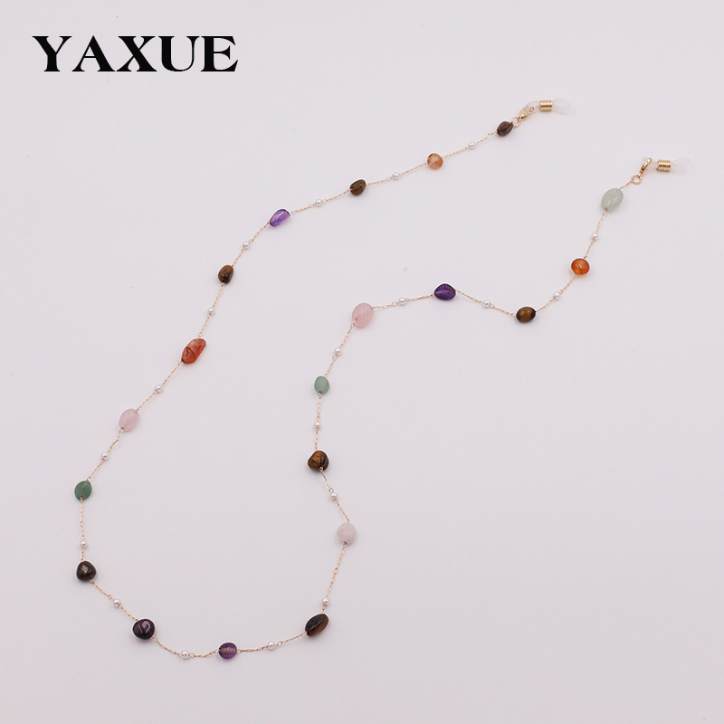 European and American Cross-Border Natural Stone Light Luxury High-End Glasses Chain for Women, Fashionable Neck Strap, Trendy Sunglasses Chain