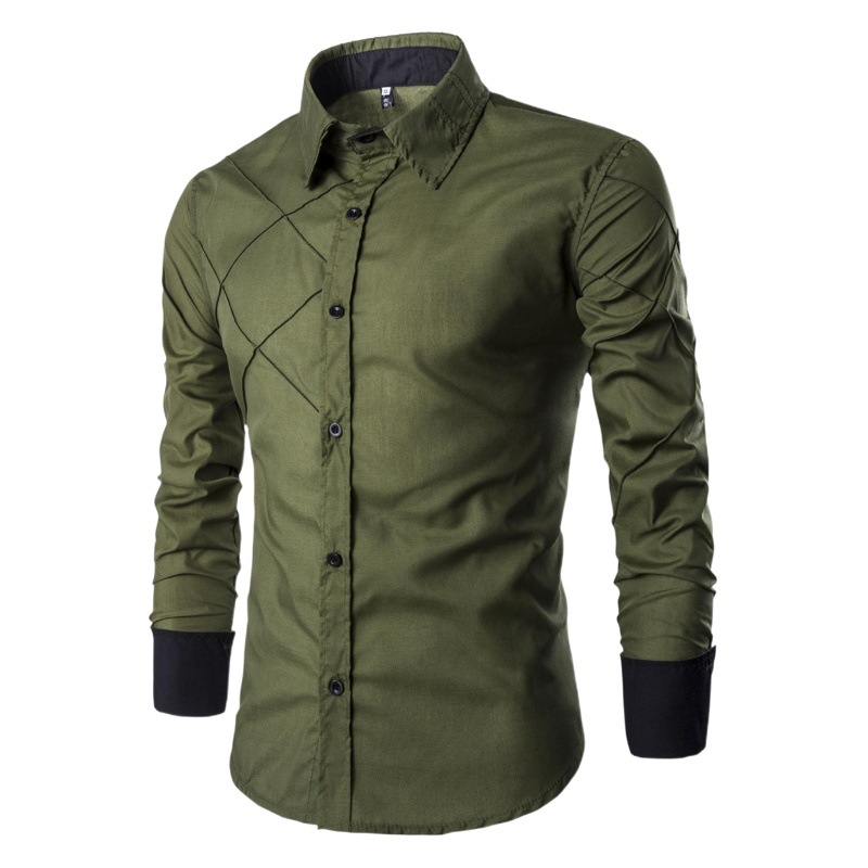 Ropa de hombre de comercio exterior 2020 Otoño e Invierno camisa de manga larga diseño de enrutamiento de malla casual Camisa 10 colores camisa CS14