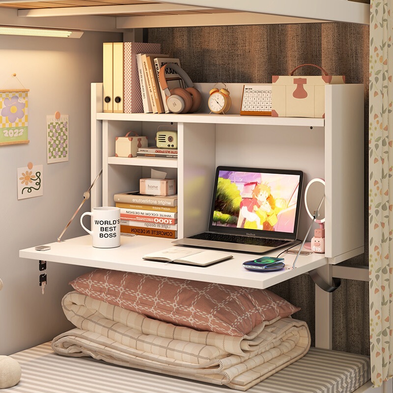 Desk with built-in bookshelf, study desk for college dorms, folding desk, home office desk, small bedside table, computer desk Desk with built-in bookshelf, study desk for college dorms, folding desk, home office desk, small bedside table, computer desk