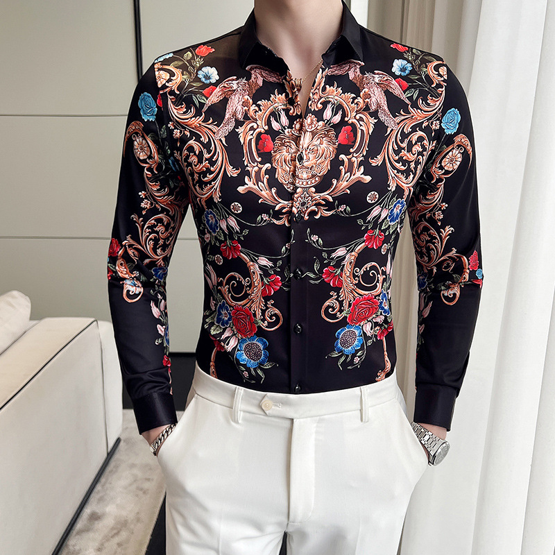 Comercio exterior transfronterizo Amazon nueva camisa de impresión digital camisa de manga larga impresa personalizada para hombres 2813