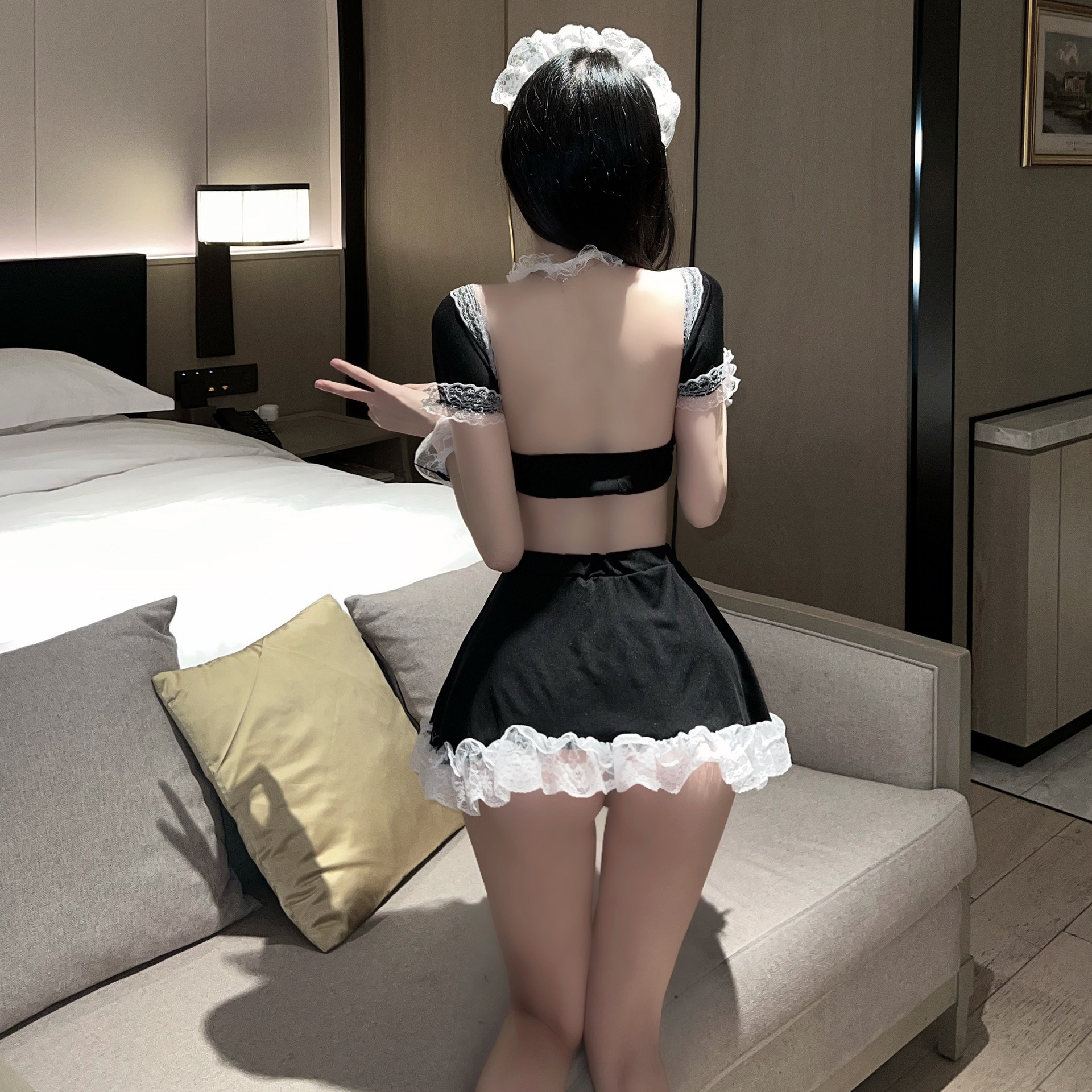 Lencería sexy temperamento bar traje de uniforme de mujer seducción cosplay sirvienta japonesa suave y linda sirvienta