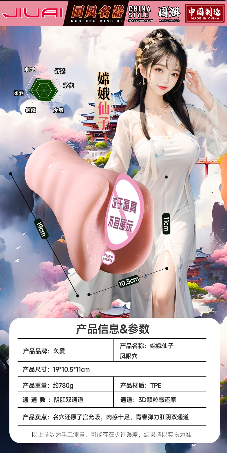 Jiuai Xiyu Series Men’s Simulated Vaginal Buttocks Masturbator, TPE, Manual, Flesh — detail image 14