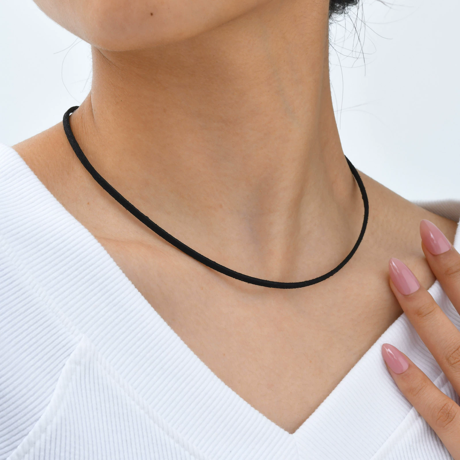 Quanxi Water Jewelry Цепочка из нержавеющей стали Черное бархатное ожерелье Женское ожерелье NC-1944