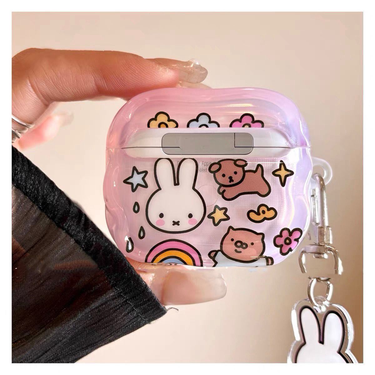 Cute flores Miffy conejo para airpodspro1 generación 2 generación 3 generación 4 generación Apple Bluetooth auriculares cubierta protectora