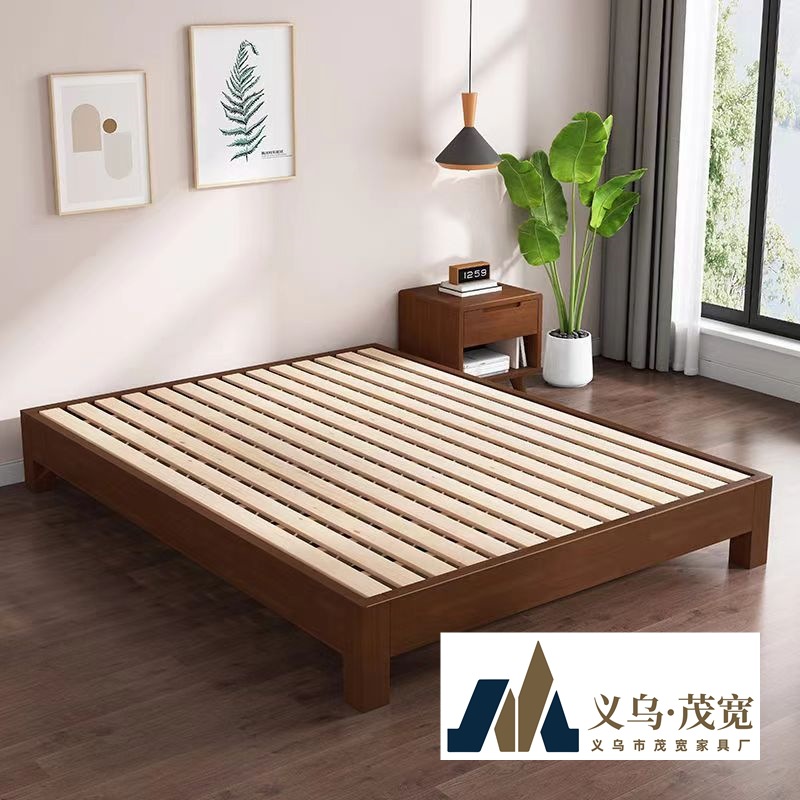 Tatami Bed Solid Wood Without Bedside Rental Double Bed Home B&B Moisture-Proof Bed Frame Modern Simple Solid Wood Bed