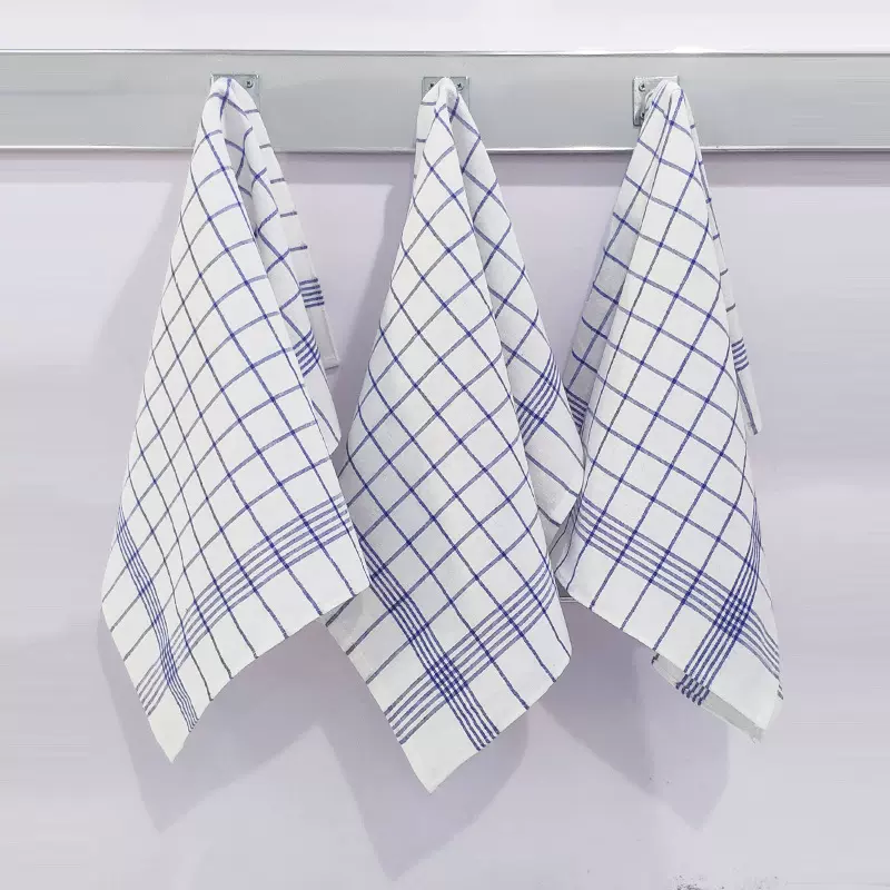 亚麻棉蓝色格子茶巾厨房巾