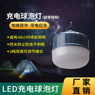 Waterproof Led Rechargeable Light Bulb Night Market Stall Lamp Household Power Outage Emergency Light Wireless Lighting Bulb Camping Style Light Bulb