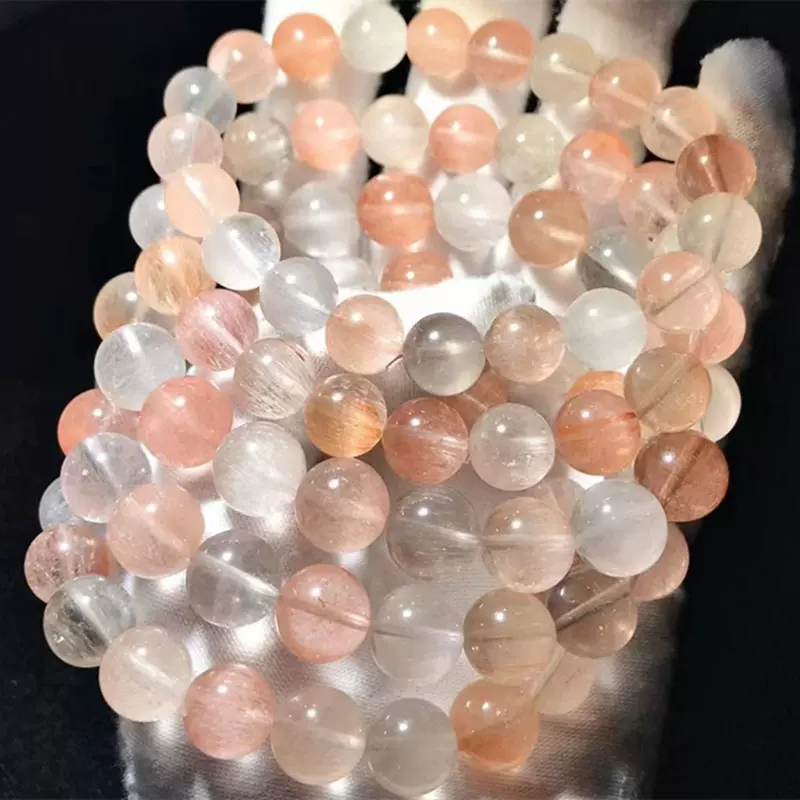 透体水晶天然粉兔毛猫眼顺发彩发晶彩色维纳斯发水晶多宝银发手链