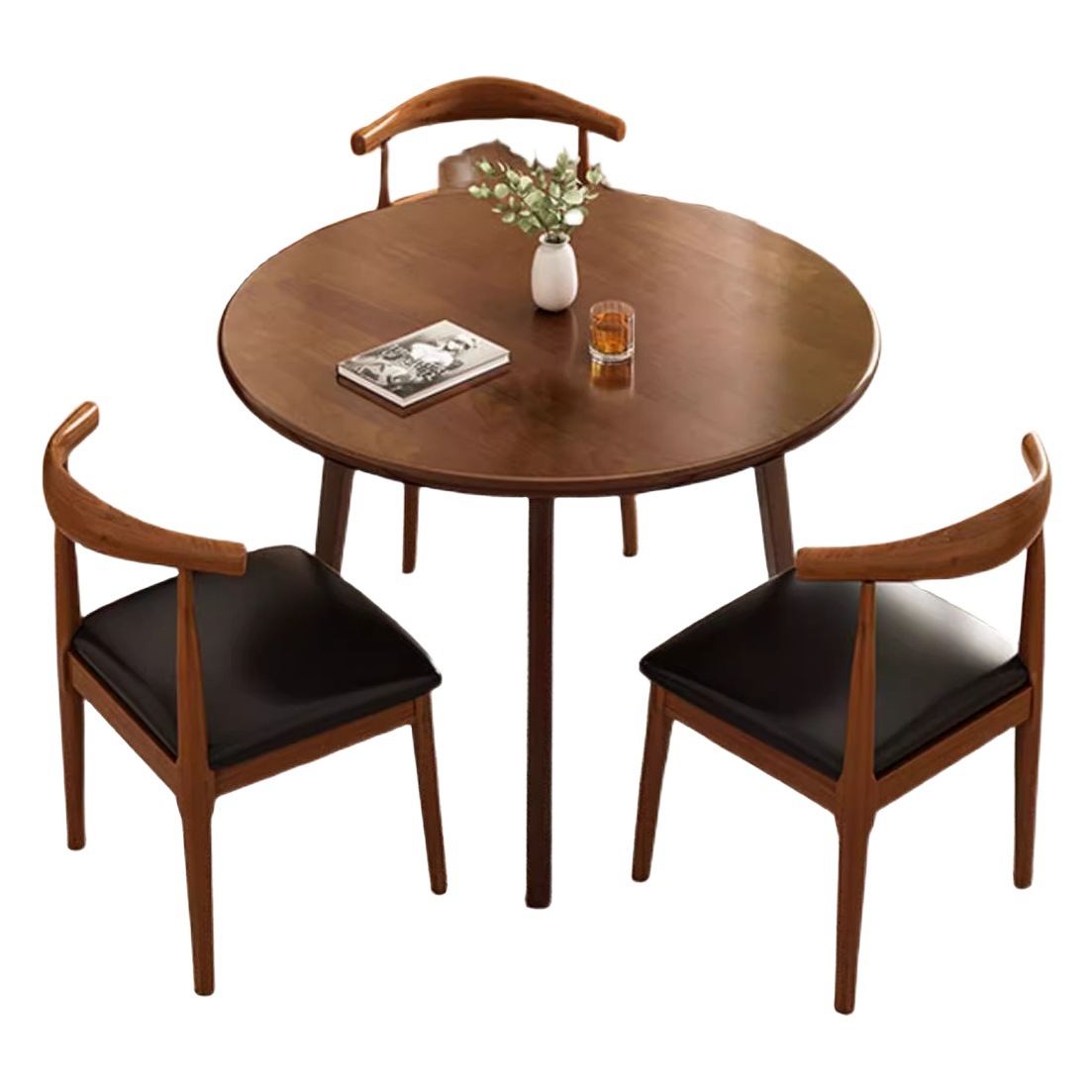 Mesa de negociación de mesa redonda pequeña de madera maciza y combinación de silla simple Recepción de oficina moderna mesa de ocio mesa de comedor en casa
