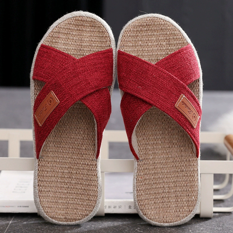 Обувь для тазового пола, летние нескользящие слипоны, экспортные льняные тапочки для пары, красные домашние тапочки, дышащие