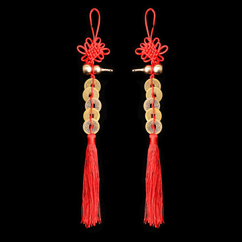 Manufacturer wholesale pure copper gourd pure copper five emperors coin pendant small Chinese knot imitation copper coin creative home pendant