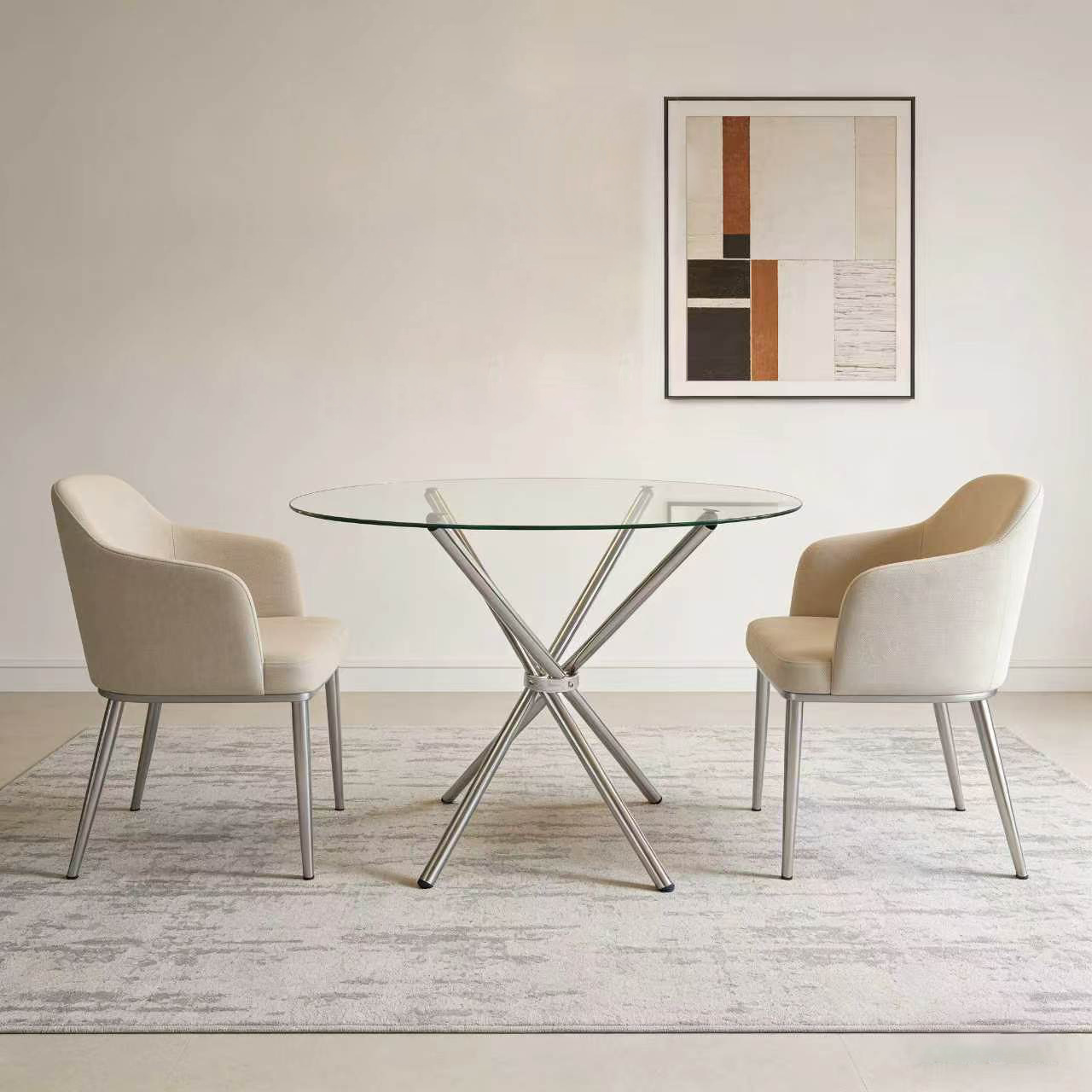 Mesa de vidrio temperado de comercio exterior, mesa de negociación de lujo ligera y alta, mesa de comedor de vidrio image 5