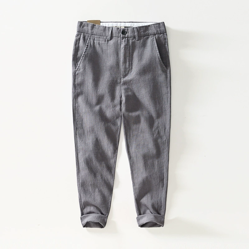 L8239 Ramie свежие дышащие повседневные брюки прямые брюки с эластичной талией пляжные хлопковые брюки мужские поколение волос