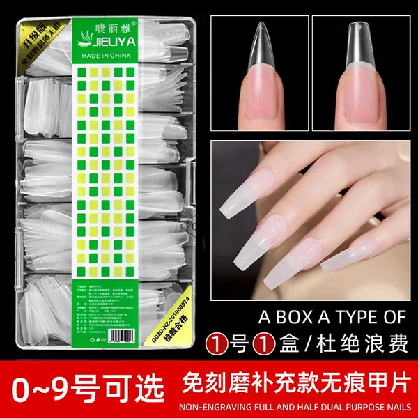 Nail Art Seamless Nail Full Sticker Ultra-thin Frosted Trapezoidal Water Drops Transparent Extension Nail Piece Pointed Ballet Nail Patch