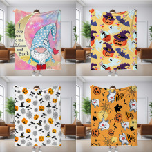 2025新款万圣节数码印花法兰绒毛毯办公室空调午睡毯子柔软沙发毯